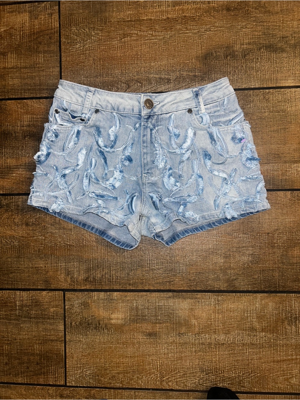Sandro Blue Embroidered Jean Shorts Sz 38
